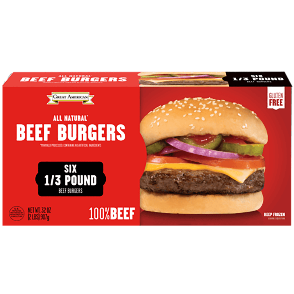 Great American 1/3 Pund Burgers - Seabra Foods Online