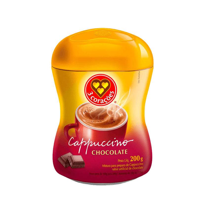 3Coracoes Cappuccino Chocolate 200g - Seabra Foods Online