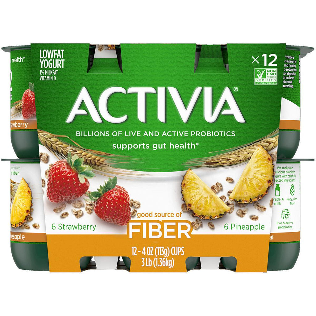 Activia Fiber Pine/Strawberry 12PK - Seabra Foods Online