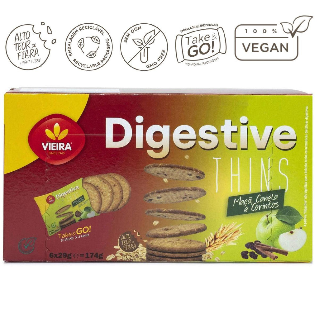 Bolacha Digestive Thins Apple Vieira de Castro174g - Seabra Foods Online