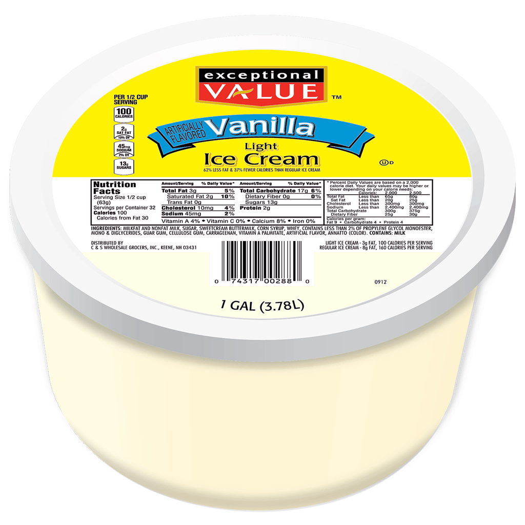 Exeptional Value LF Vanilla Ice Cream - Seabra Foods Online