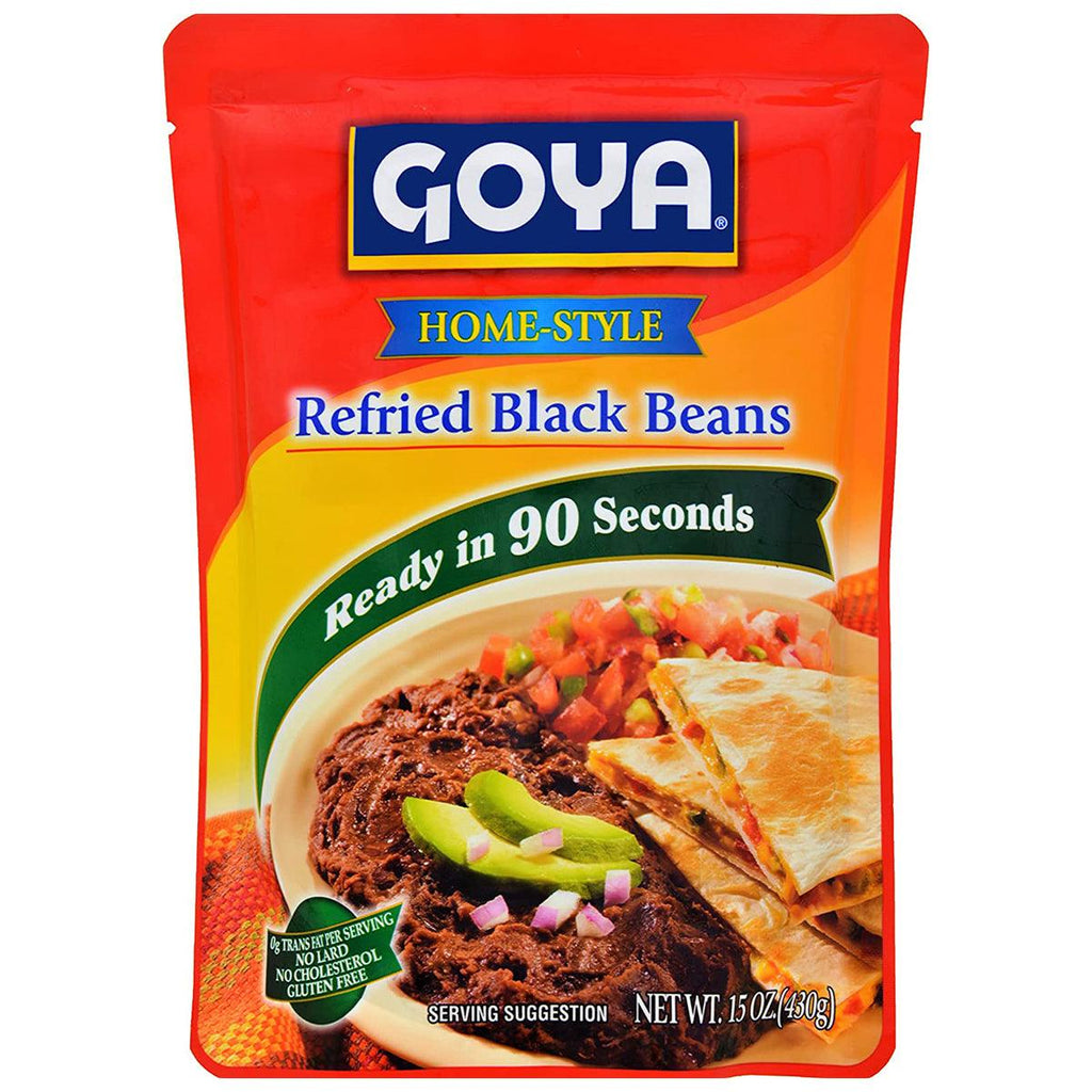 Goya Refried Black Beans w/Pouch 15oz - Seabra Foods Online