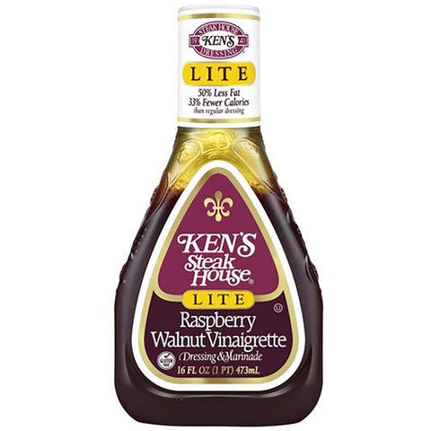 Kens Lt Raspberry W/Vinaigrette 16floz - Seabra Foods Online