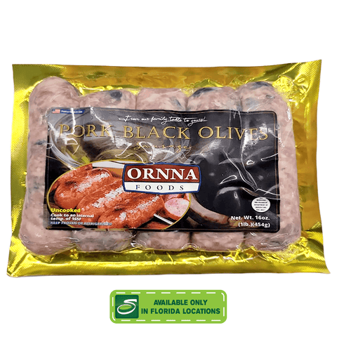 Ornna Pork Black Olives Sausage 16oz - Seabra Foods Online