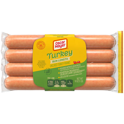 Oscar Mayer Bun Len Turkey Franks 16oz - Seabra Foods Online