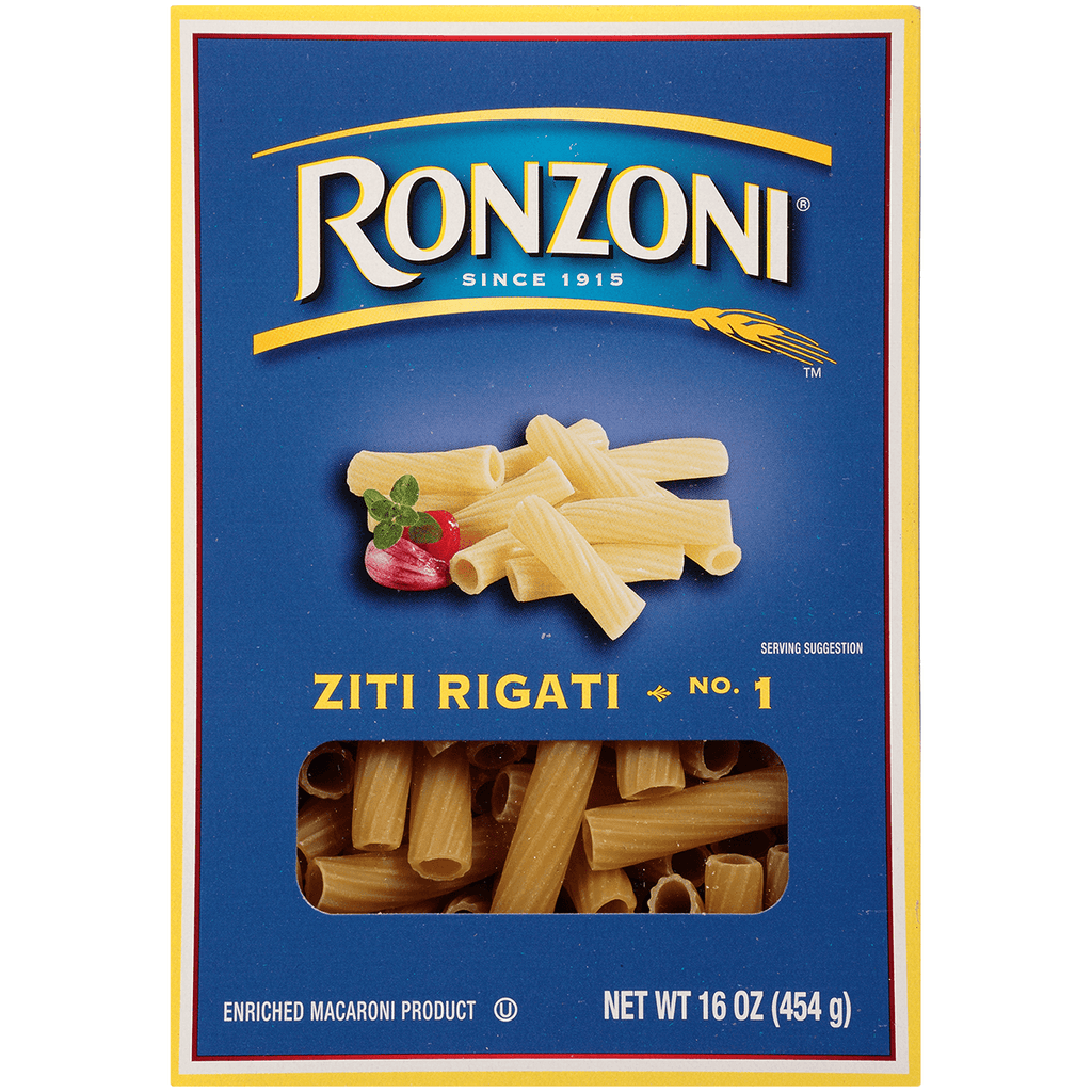 Ronzoni Ziti Rigati 16oz - Seabra Foods Online