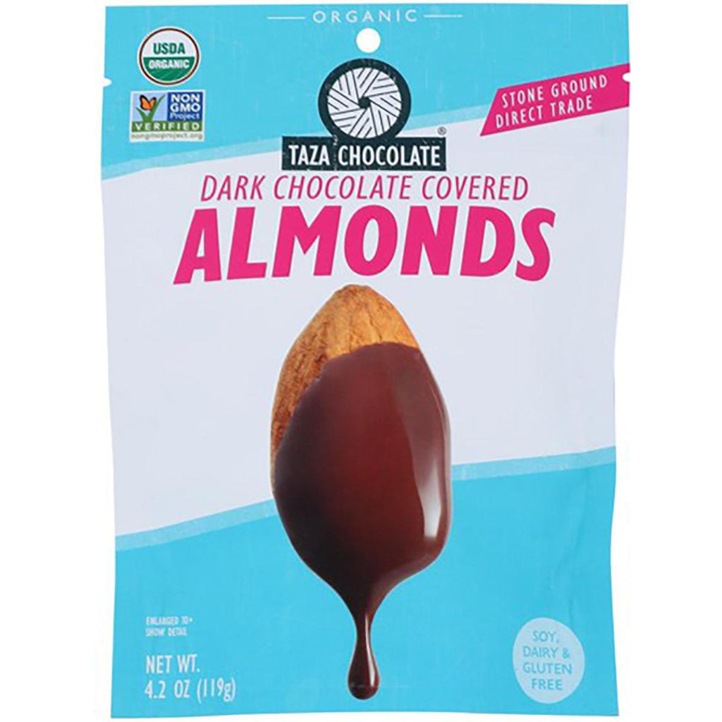 Taza Organic Chocolate Cov.Almonds 4.2oz - Seabra Foods Online